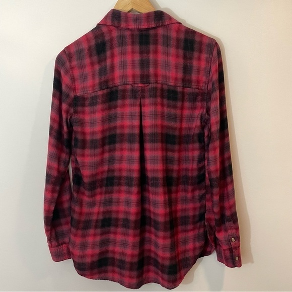 American Eagle Plaid Flannel Shirt Sm Red Boyfriend Fit Amazingly Soft Longline - Picture 5 of 12
